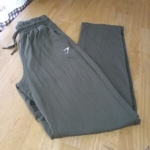 GYMSHARK Straight Leg Athletic Jogger Sweat Pants Oliver Green Pockets Sz XS